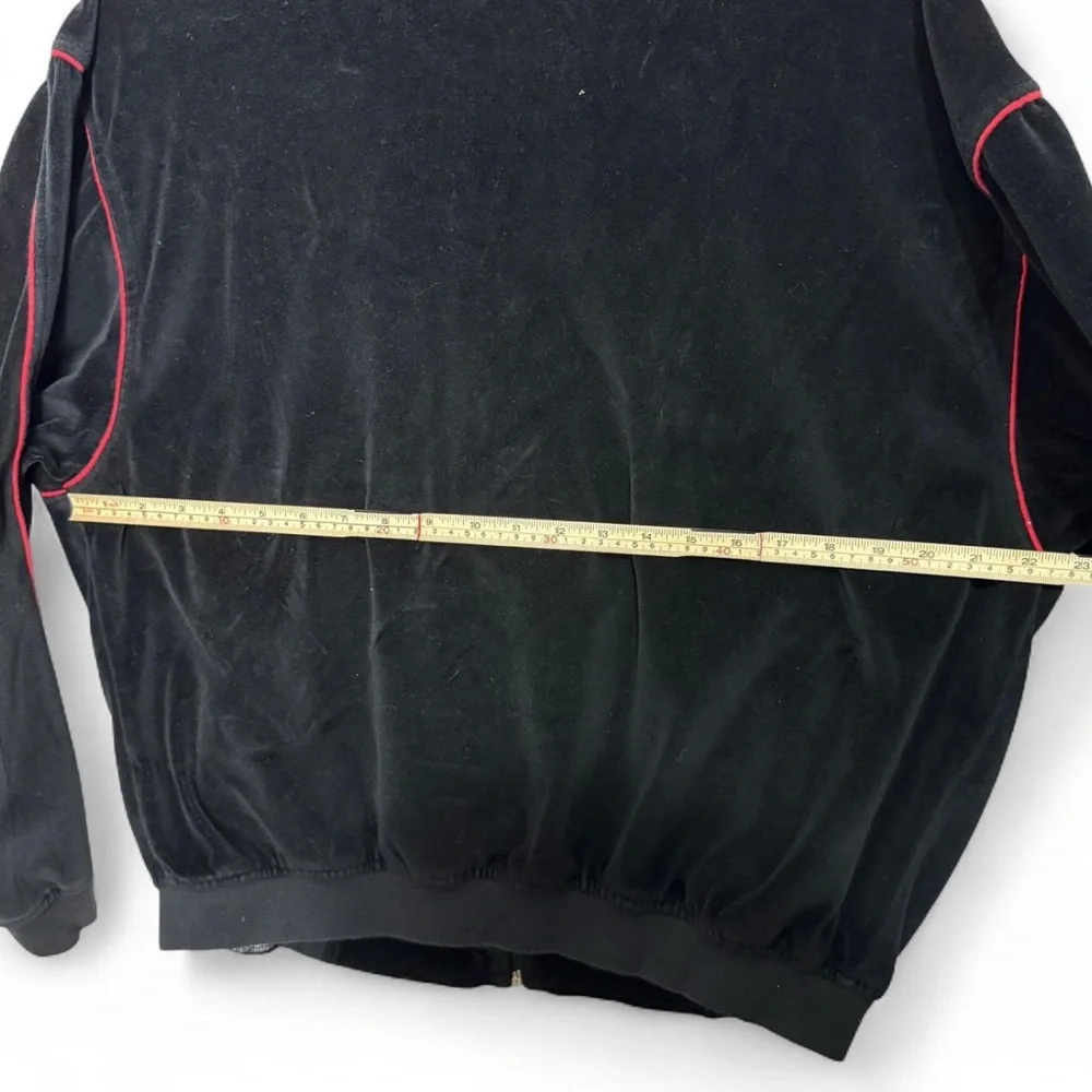 Y2K Shaq Black Red Velour Full-Zip Track Jacket M Baggy Athleisure‎ Nostalgic